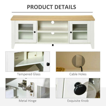 Fireplace TV Stand for 60 Inch TVs, Wood Cabinet with Storage, Oak, White TV Stands at Gallery Canada