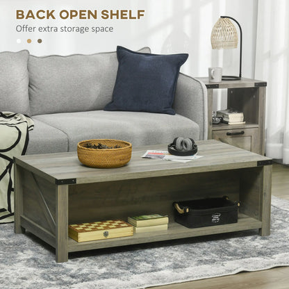 Farmhouse Coffee Table with Drawer, Storage Shelf, Grey Coffee Tables at Gallery Canada