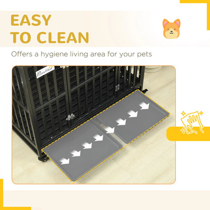 41 Heavy Duty Steel Dog Crate, Pet Cage with Wheels, Black Houses, Kennels & Pens at Gallery Canada
