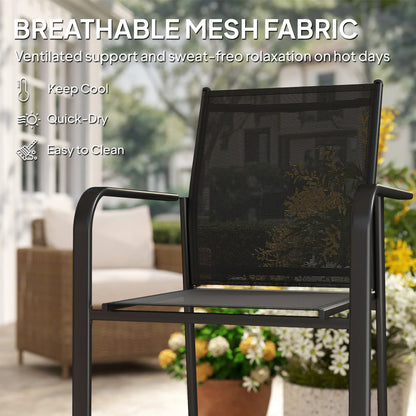 Stackable Patio Chairs Set of 4, 20" Deep Seat, All Weather Mesh, Black Outdoor Dining Sets at Gallery Canada