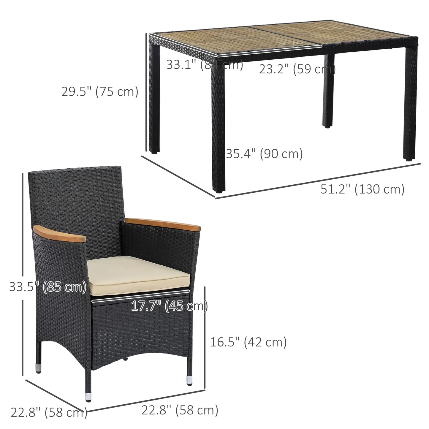 7-Piece Outdoor Dining Set, PE Wicker Rattan Patio Furniture, Glass Table Top Outdoor Dining Sets at Gallery Canada