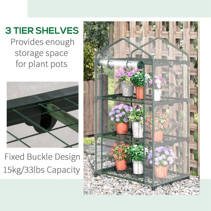 3 Tier Mini Greenhouse, Portable with Shelf Clips, Plastic Cover, Steel Frame, 27" x 19" x 49", Transparent Mini Greenhouses at Gallery Canada