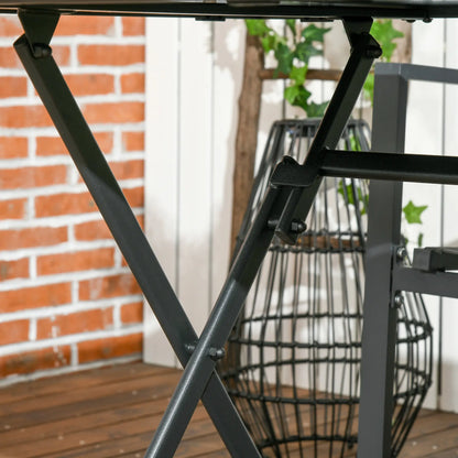 Foldable Outdoor Dining Table, Umbrella Hole, Glass Top, Metal Frame, Black Patio Side Tables at Gallery Canada