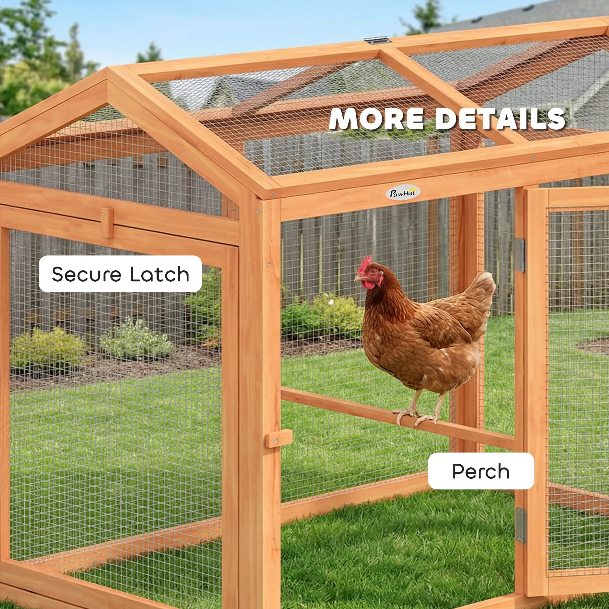 Wooden Chicken Run, Outdoor Coop With Perch, Dual Doors, Hen House Rabbit Hutch Chicken Coops at Gallery Canada