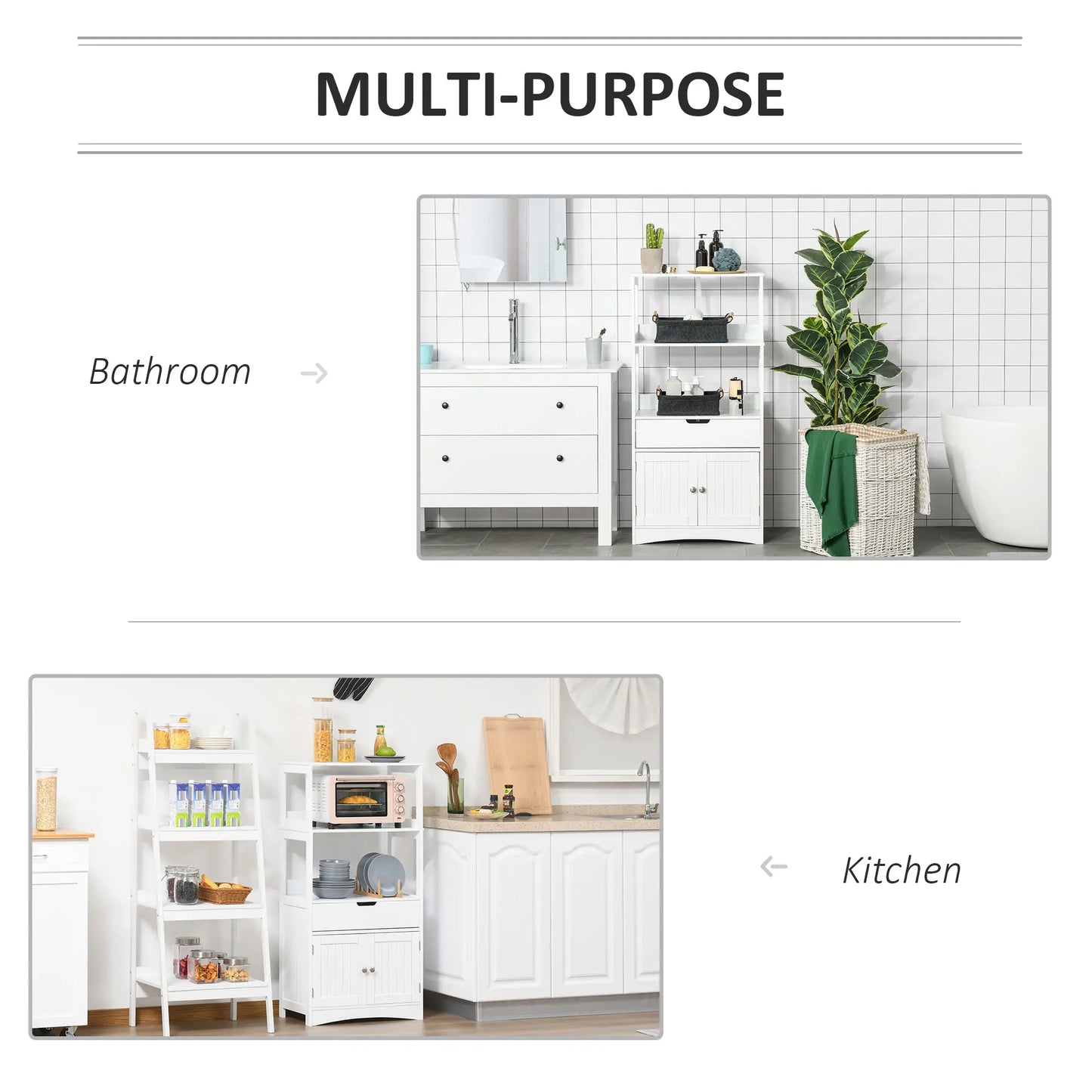 Bathroom Floor Cabinet, Kitchen Cupboard with Shelves, Drawer, White Bathroom Cabinets at Gallery Canada