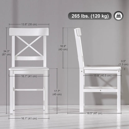 Wooden Dining Chairs Set of 4, Cross Back, Solid Structure, White Dining Chairs at Gallery Canada