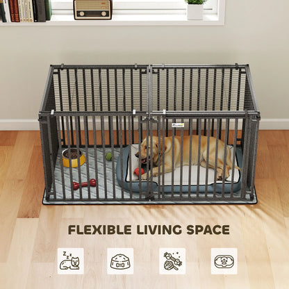 55 Inch Heavy Duty Dog Crate, Extra Large Metal Cage With Mat Dog Cages & Crates at Gallery Canada