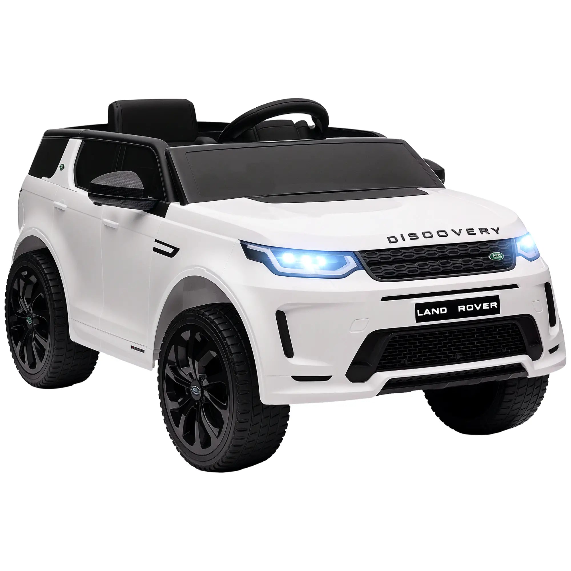 12V Ride on Car, Remote Control, Soft Start, LED Lights, Music Horn, White Electric Toy Cars at Gallery Canada