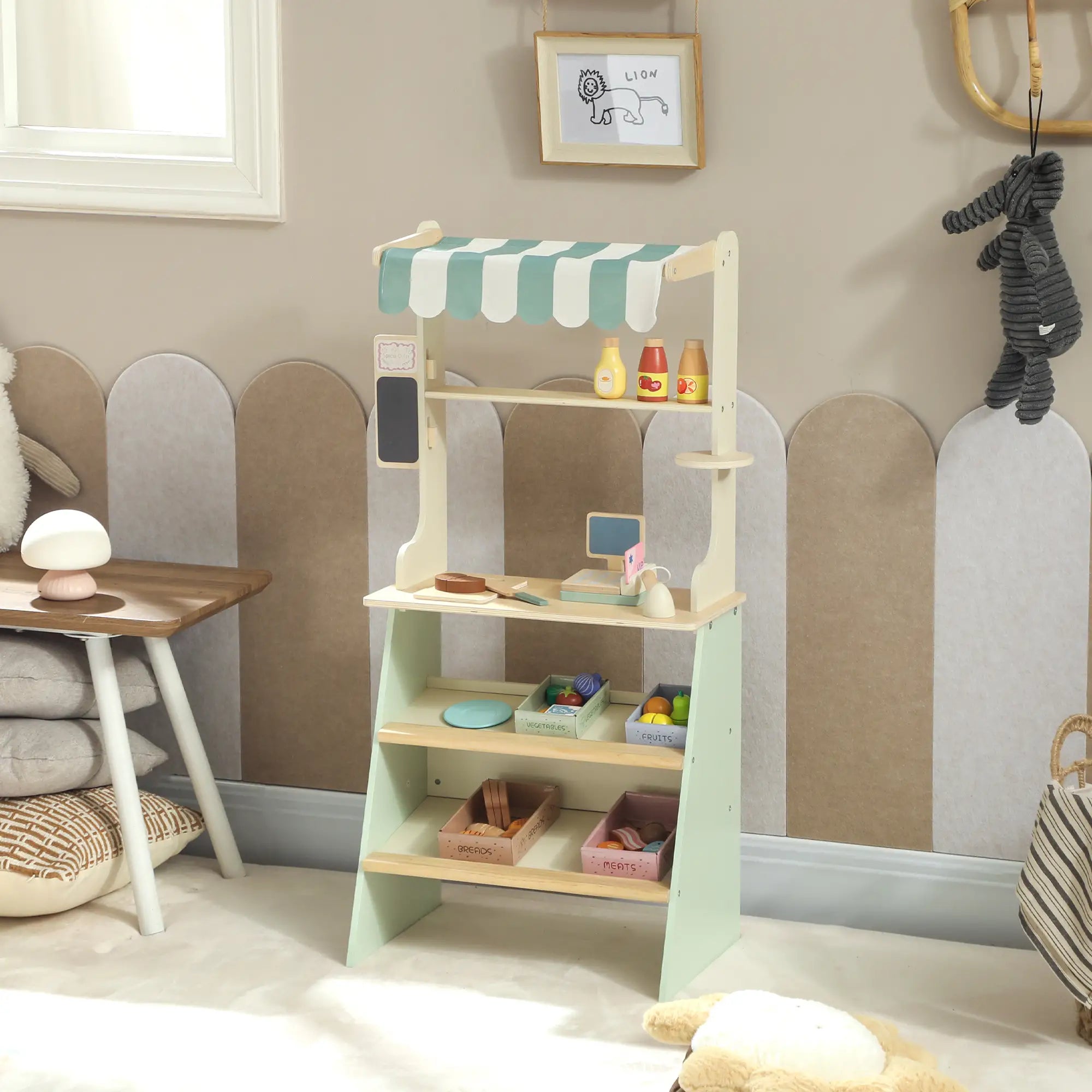 Kids Grocery Store Playset, Toy Set with Cash Register, Chalkboard, Food Toy Playsets at Gallery Canada