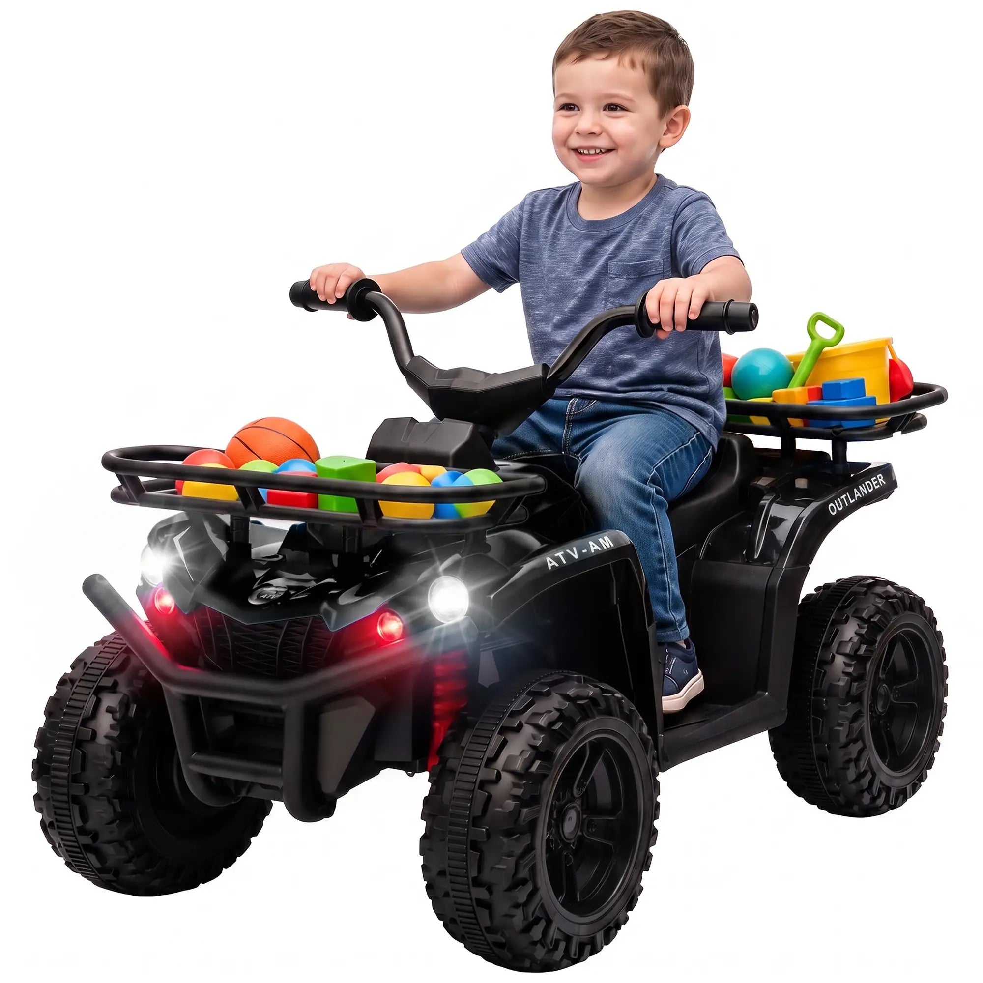 12V Kids ATV Electric Ride On Quad, Black Electric Toy Cars Black at Gallery Canada