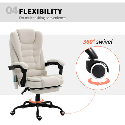 7-Point Vibrating Massage Chair, Reclining Office Chair with Footrest, Beige Massage Chairs at Gallery Canada