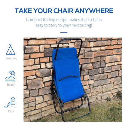 Foldable Patio Lounge Chair, Outdoor Beach Lounger, Breathable Mesh, Zero Gravity, Reclining, Blue Lounger Chairs at Gallery Canada