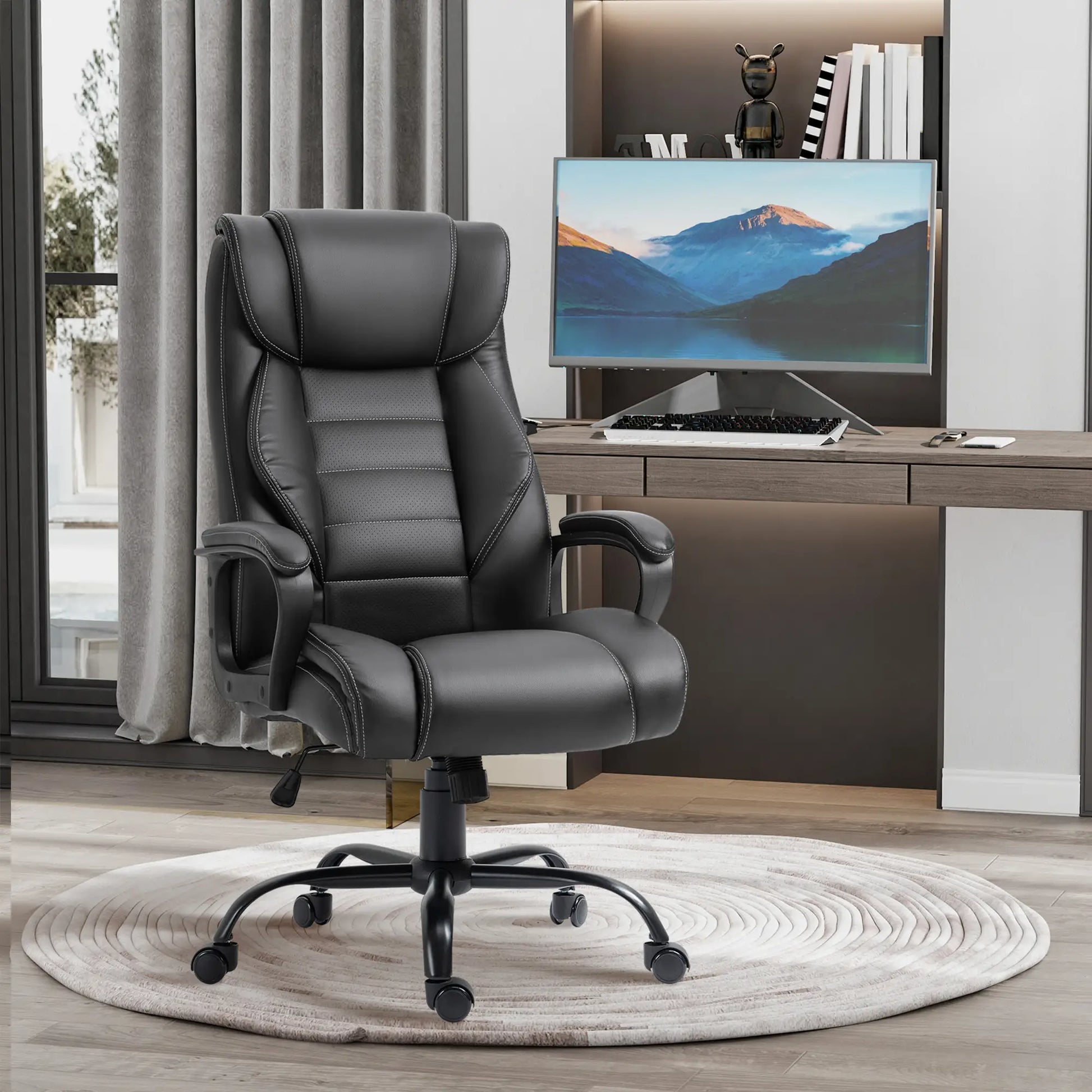 Massage Office Chair, High Back Executive, 6-Point Vibration, Adjustable Height, Black Massage Chairs at Gallery Canada