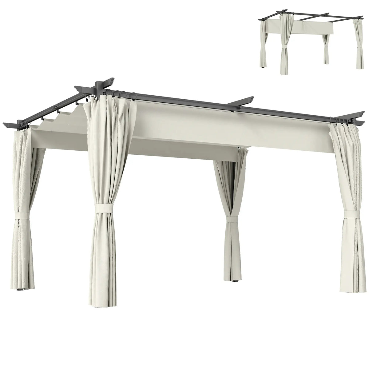 10' x 13' Pergola With Retractable Canopy, Curtains, UPF30+ Sun Shade Pergolas at Gallery Canada