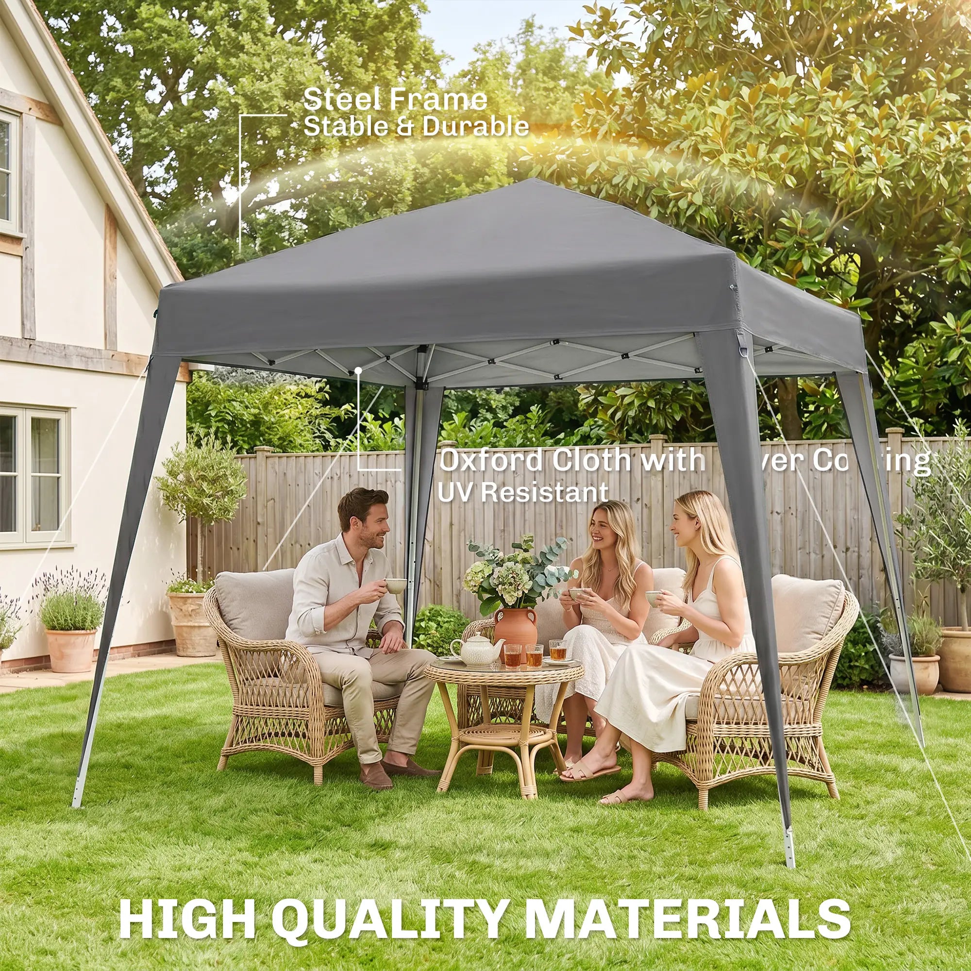 8' x 8' Pop Up Canopy, Outdoor Folding Tent, Portable with Bag, Grey Pop Up Canopies at Gallery Canada