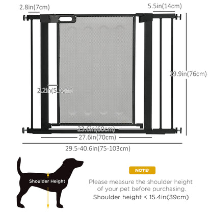 29.5"-40.6" Metal Pet Gate, Auto Closing Door, Double Locking, Black Houses, Kennels & Pens at Gallery Canada