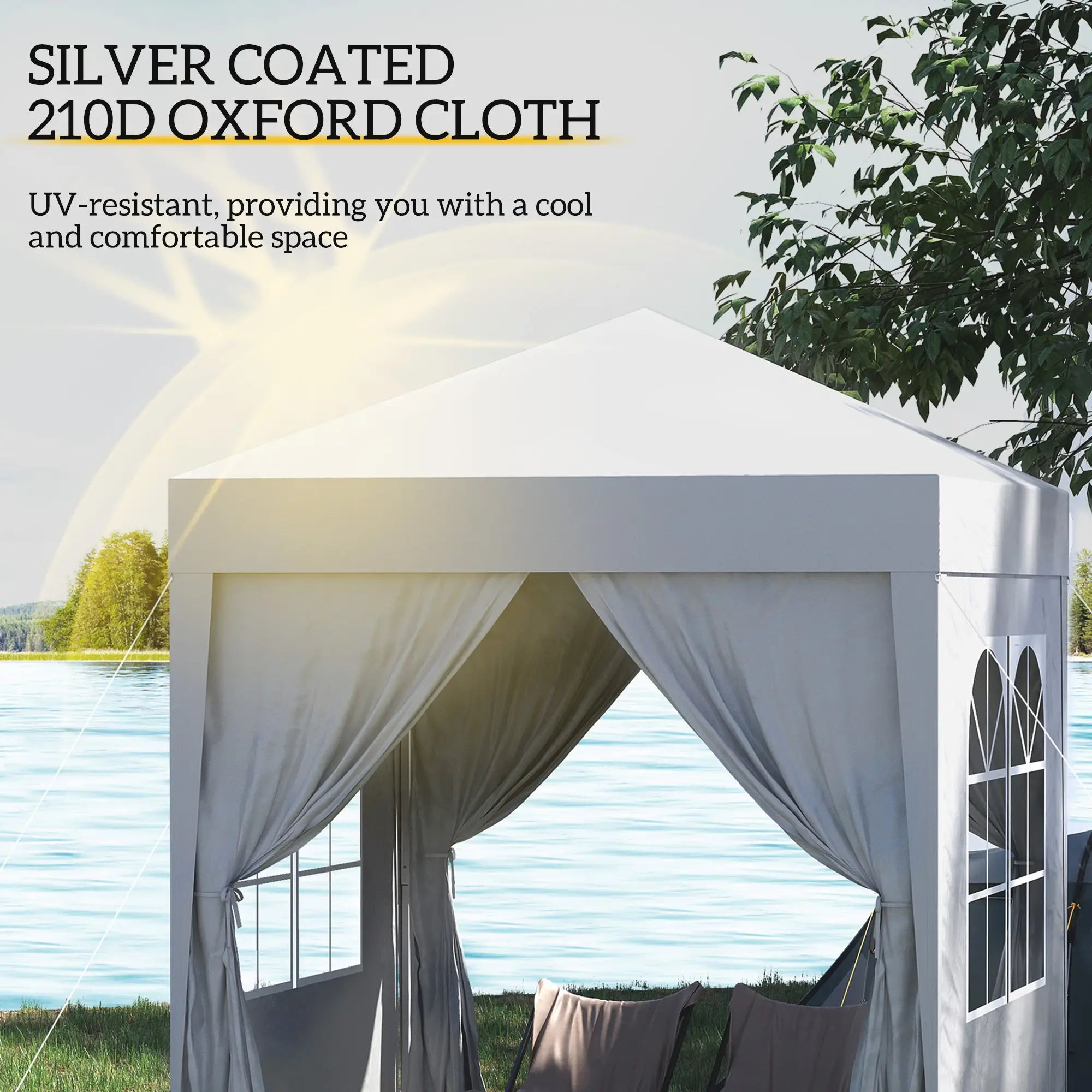 6.6'x6.6' Pop Up Canopy Tent, Instant Sun Shelter, White Pop Up Canopies at Gallery Canada