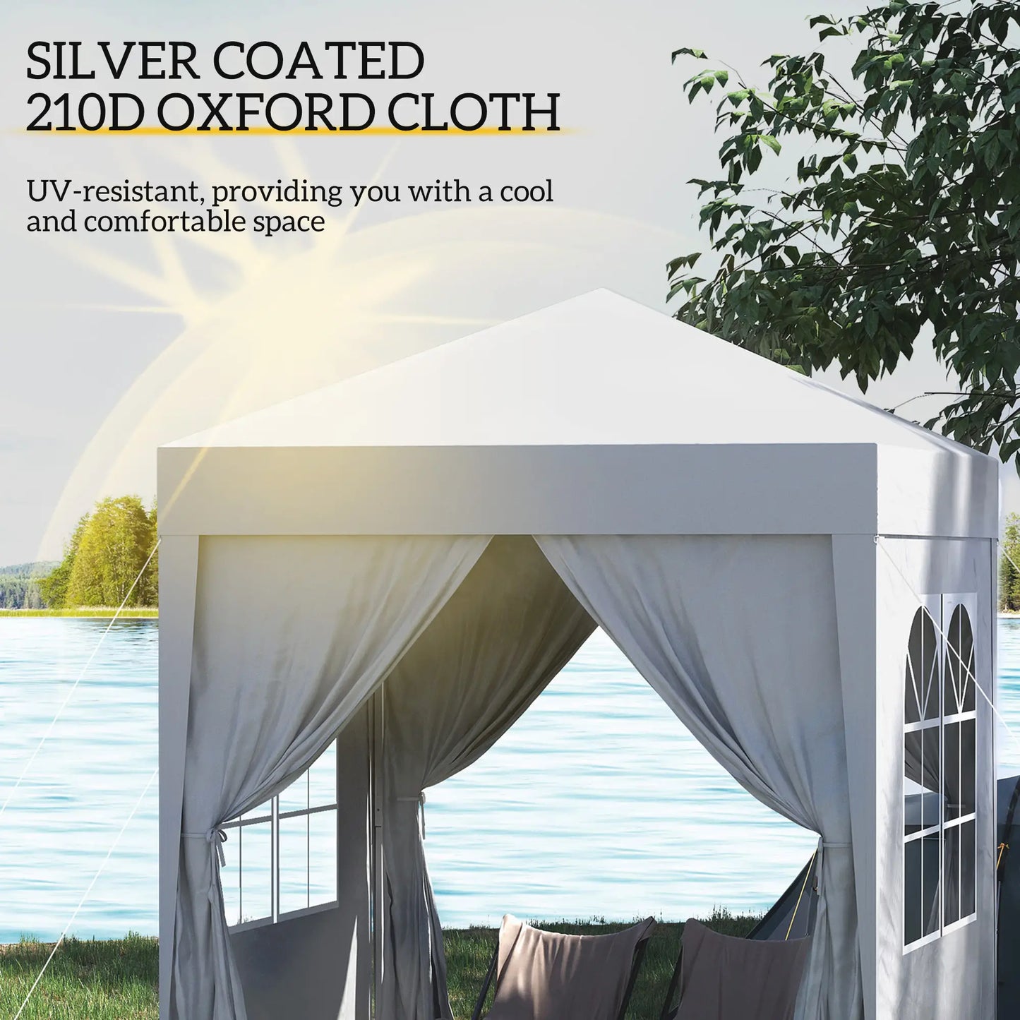 6.6'x6.6' Pop Up Canopy Tent, Instant Sun Shelter, White Pop Up Canopies at Gallery Canada