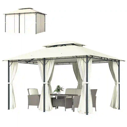 13' X 10' Soft-Top Gazebo With Curtains, Cream White Gazebos at Gallery Canada