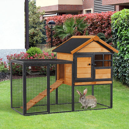 Large Rabbit Hutch, Bunny Cage Pet House, Slide-Out Tray, Lockable Door, Water-Resistant Roof, 48"x25"x36" Rabbit Hutch at Gallery Canada