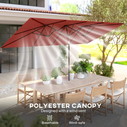 Double-Sided Patio Umbrella with Tilt, Adjustable Height, 12 Ribs, Wine Red Sun Umbrellas at Gallery Canada