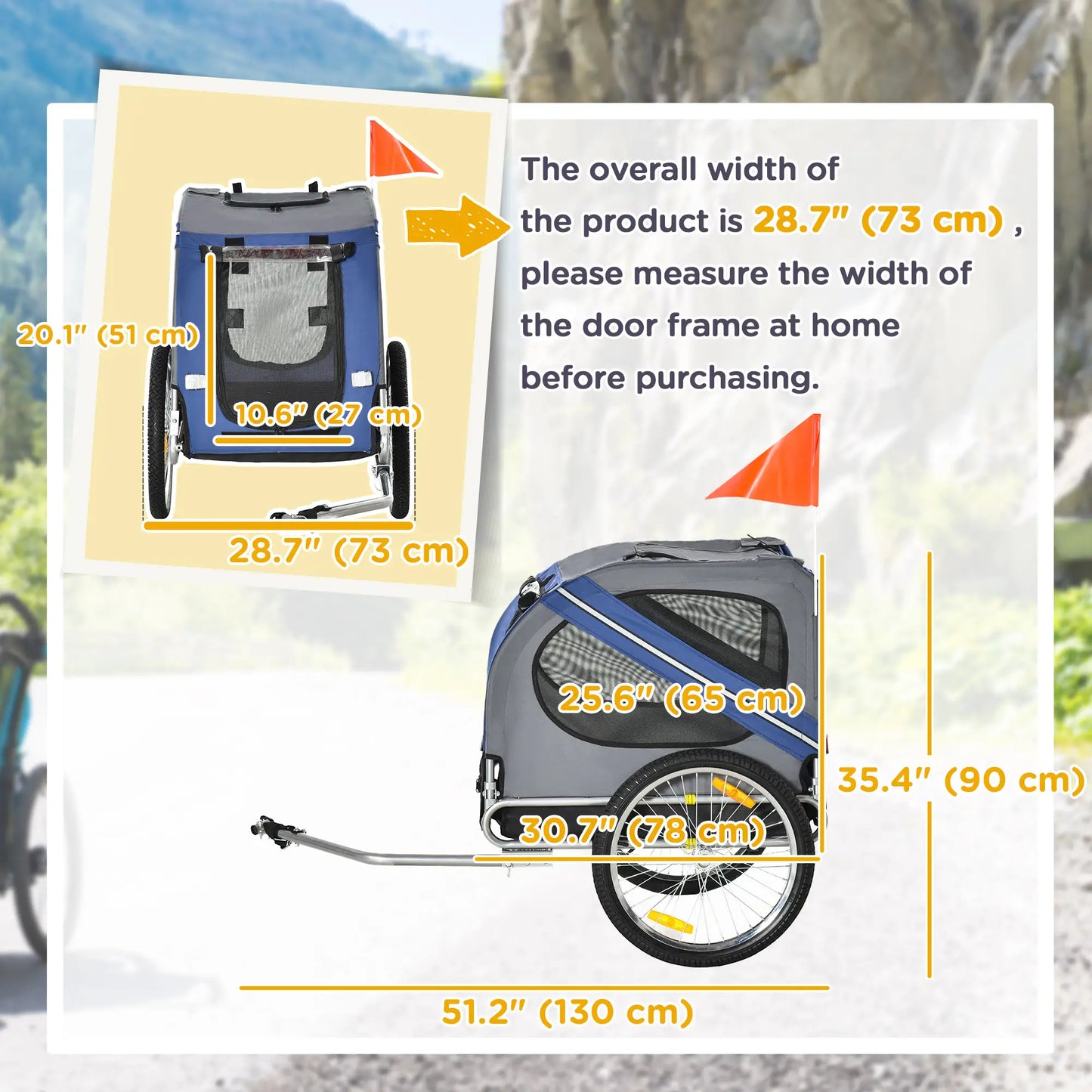 Foldable Dog Bike Trailer, Pet Cargo Carrier, Blue and Grey Dog Bike Trailers & Strollers at Gallery Canada