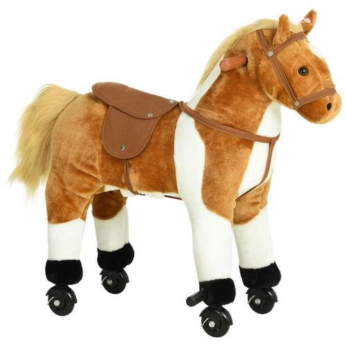 Kids Rocking Horse, Large Ride on Toy for Toddlers, Brown