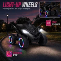 VTT pour enfants 12V, doubles moteurs, suspension arrière, 2,2 MPH, roues lumineuses, noir