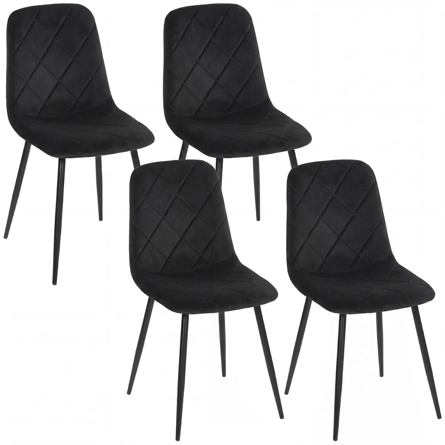 Upholstered Dining Chairs Set of 4, Steel Legs, Modern Kitchen, Black Dining Chairs Black at Gallery Canada