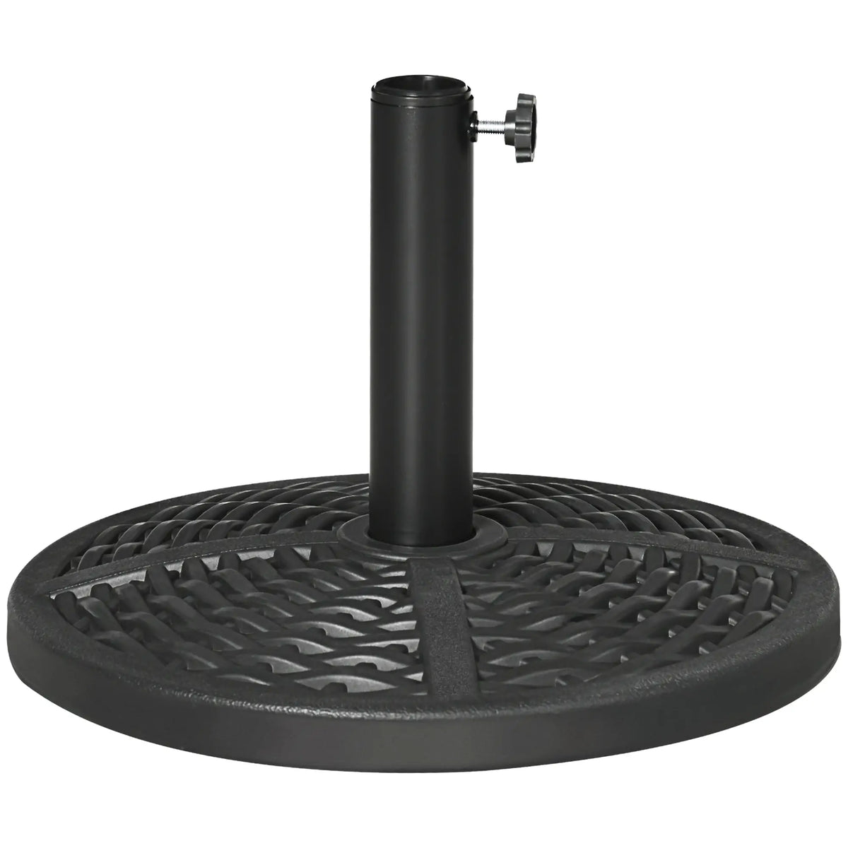 18" Heavy Duty Round Market Umbrella Base, Rattan Design, Black Umbrella Bases at Gallery Canada