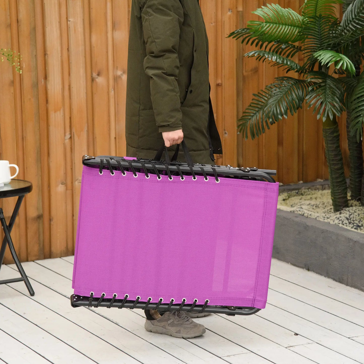 Outdoor Folding Lounge Chair, 4-Level Adjustable, Purple Lounger Chairs at Gallery Canada