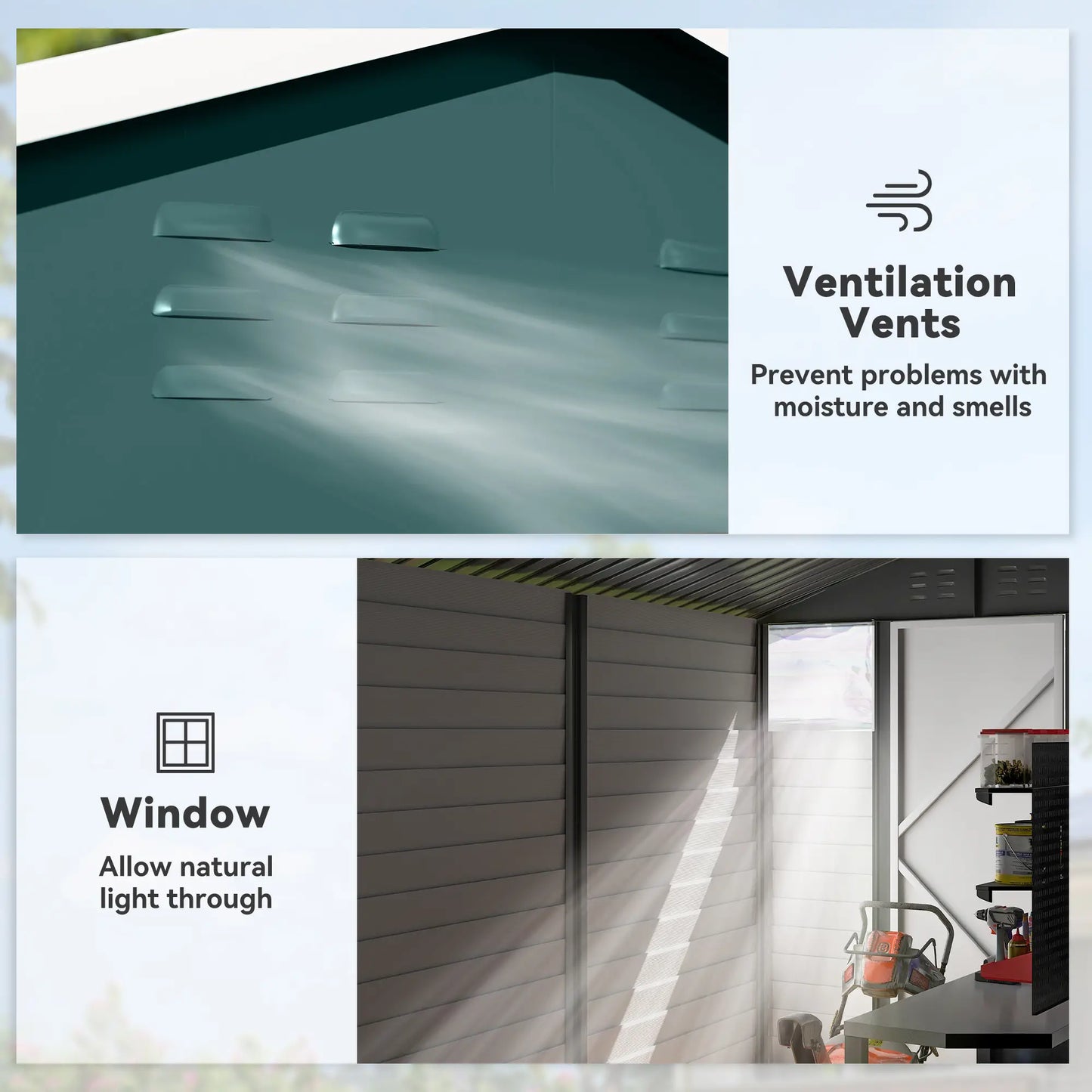 9' x 6' Green Garden Shed, Outdoor Storage With Sloped Roof, Green