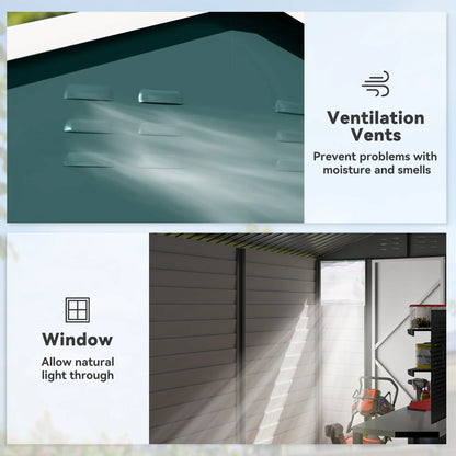 9' x 6' Green Garden Shed, Outdoor Storage With Sloped Roof, Green