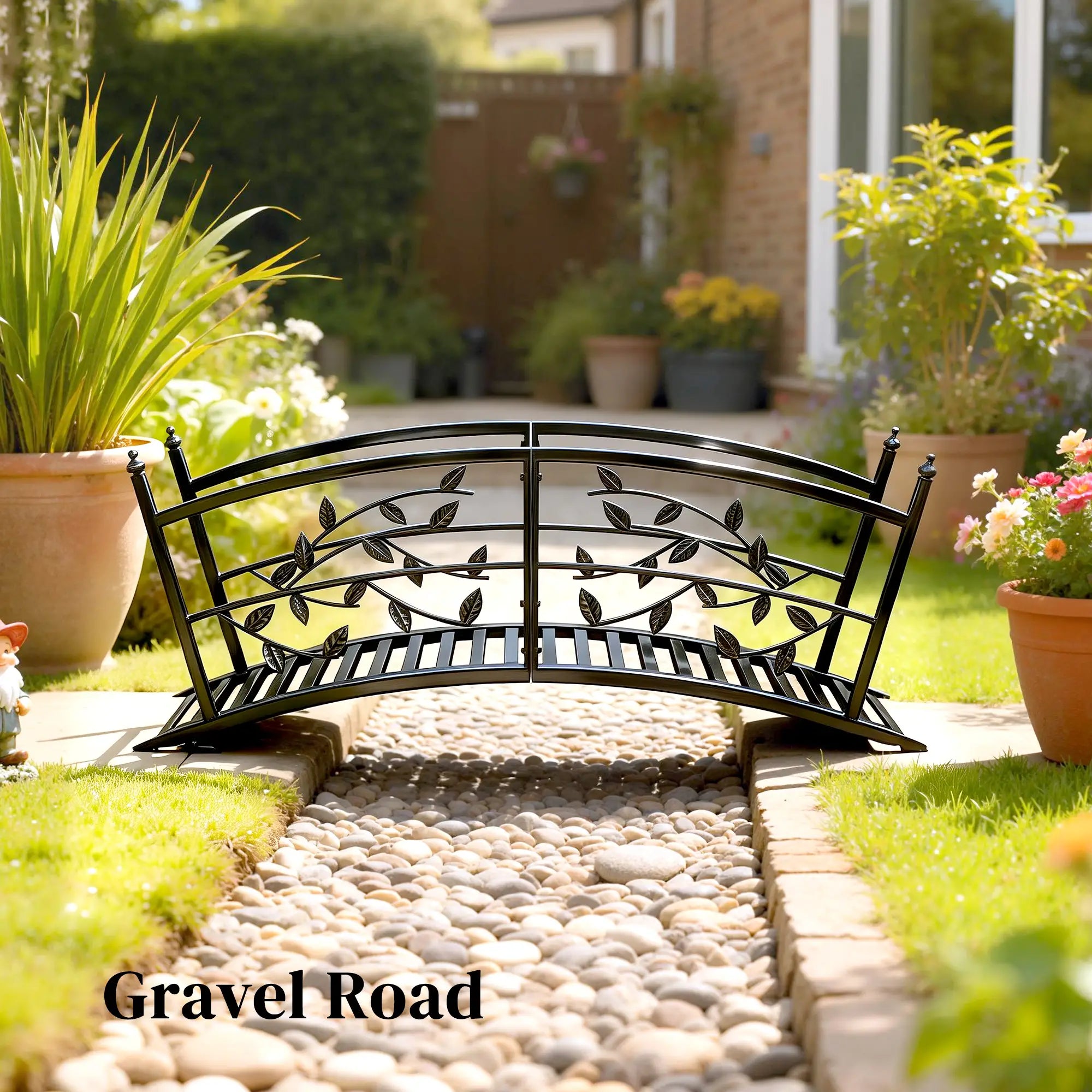 4 FT Metal Garden Bridge, Safety Railings, Outdoor Pond, Arch Footbridge Garden Decor at Gallery Canada