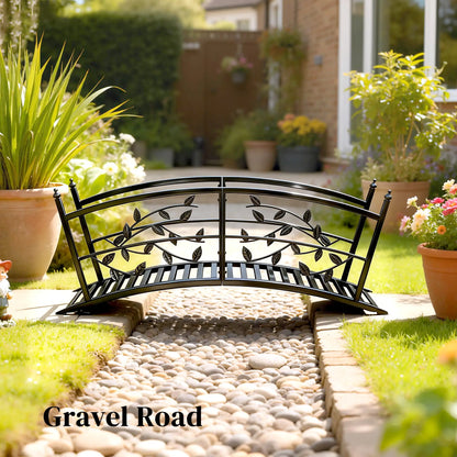4 FT Metal Garden Bridge, Safety Railings, Outdoor Pond, Arch Footbridge Garden Decor at Gallery Canada