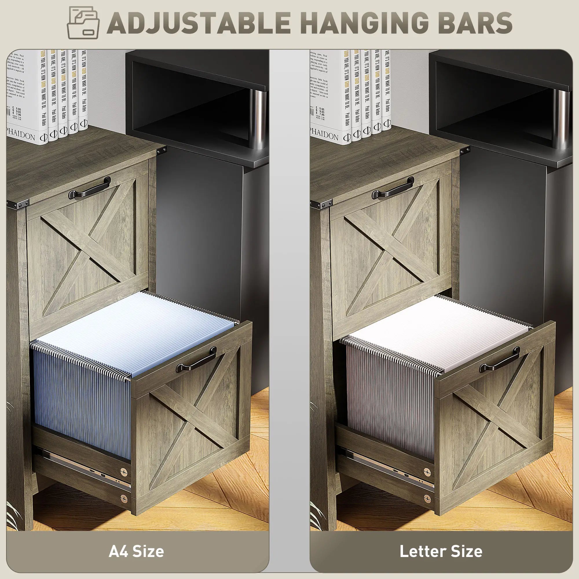 Vertical 2-Drawer Filing Cabinet, Rustic Farmhouse, Letter Size, Grey Wash Office Cabinets & Cupboards at Gallery Canada