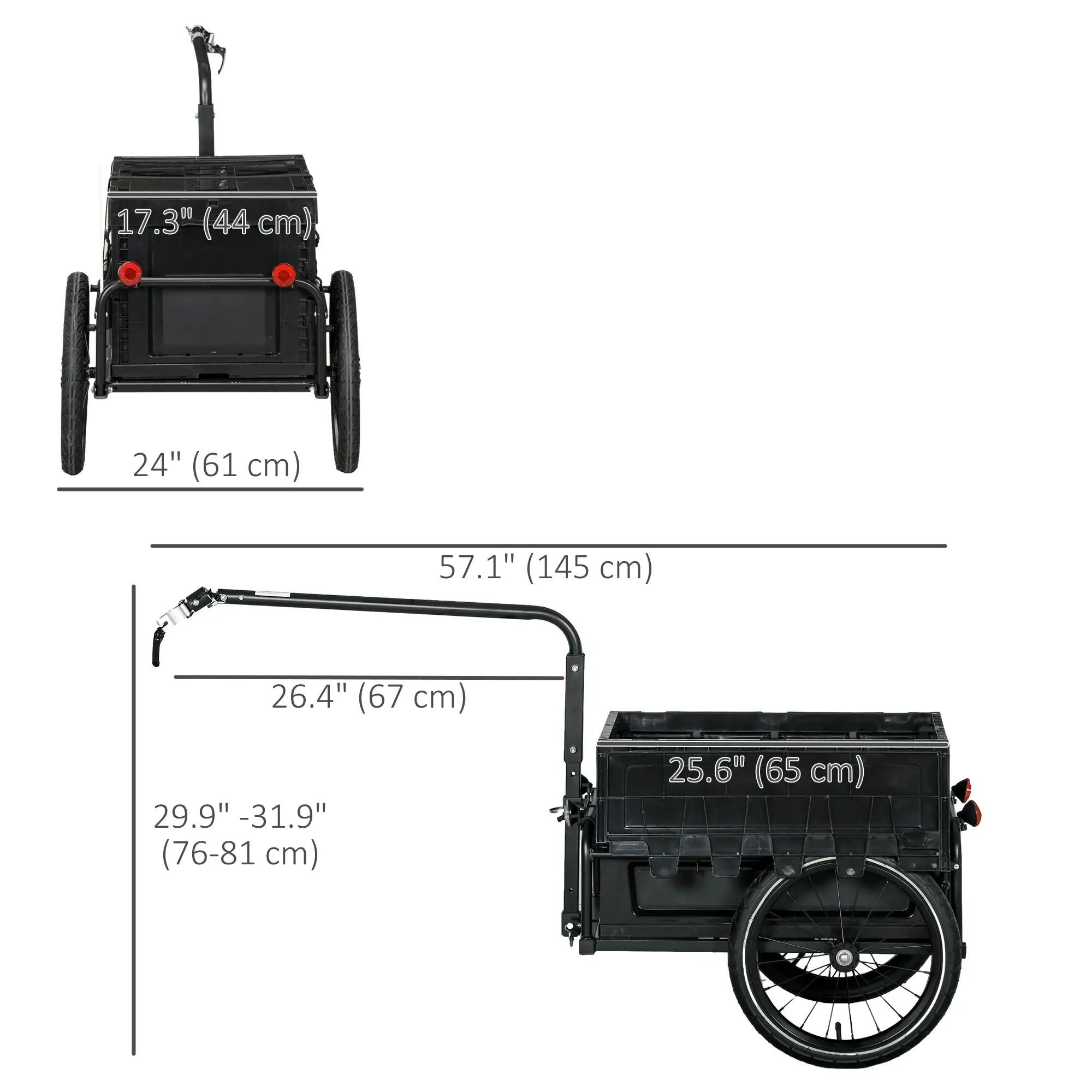 Steel Bike Trailer, Foldable Storage Box, Safe Reflectors, Max Load 88LBS, Black Bike Cargo Trailers at Gallery Canada