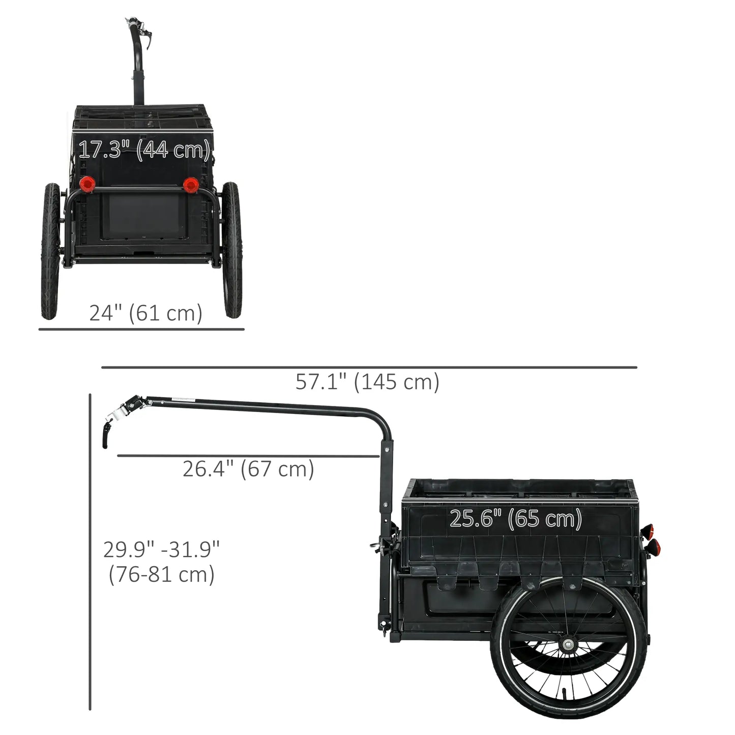 Steel Bike Trailer, Foldable Storage Box, Safe Reflectors, Max Load 88LBS, Black Bike Cargo Trailers at Gallery Canada