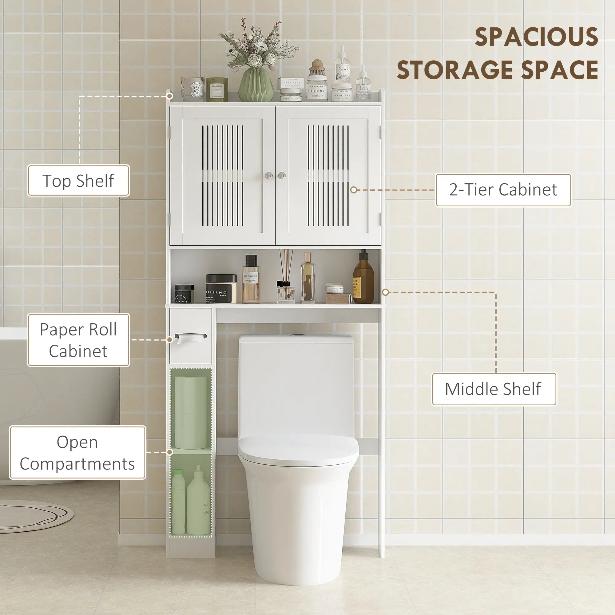 Over Toilet Storage Cabinet, Adjustable Shelf, Toilet Paper Holder Bathroom Cabinets at Gallery Canada