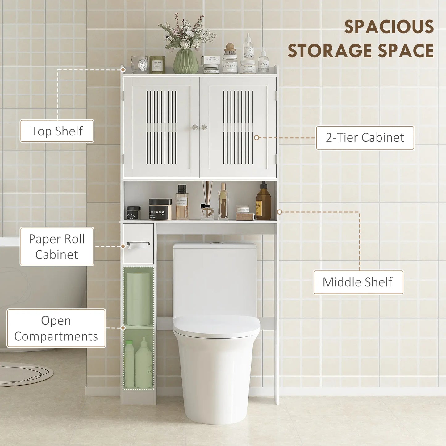 Over Toilet Storage Cabinet, Adjustable Shelf, Toilet Paper Holder Bathroom Cabinets at Gallery Canada