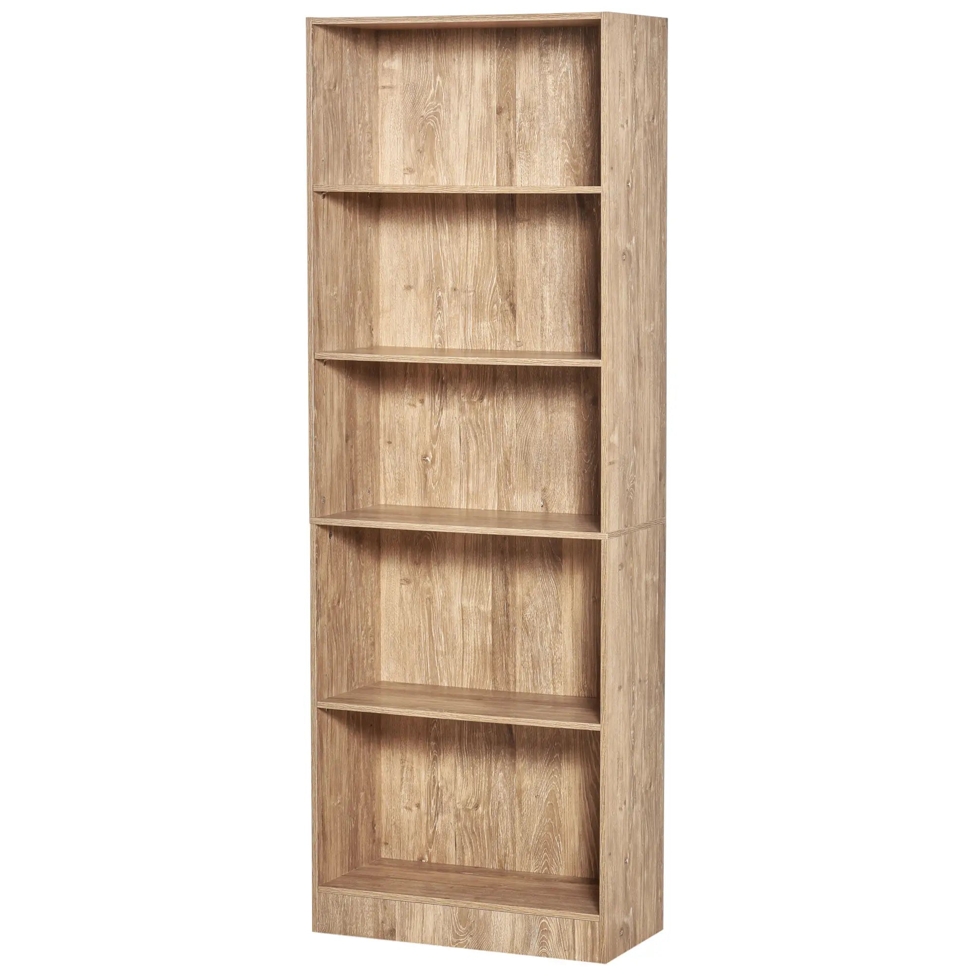 5-Tier Bookcase, Adjustable Shelves, Living Room, Home Office, Nature Wood Display Bookshelves at Gallery Canada