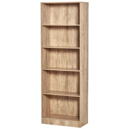 5-Tier Bookcase, Adjustable Shelves, Living Room, Home Office, Nature Wood Display Bookshelves at Gallery Canada