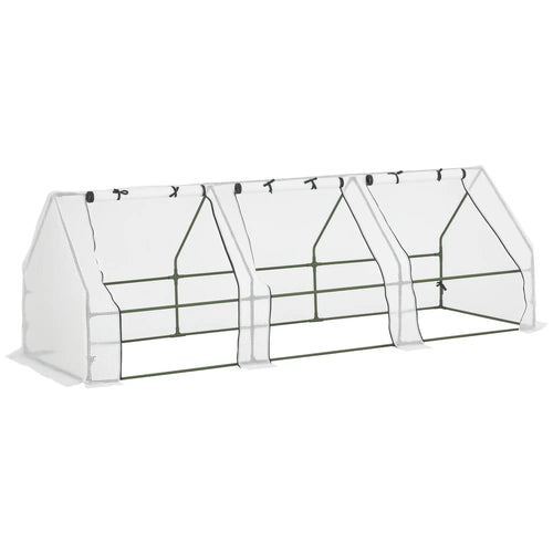 9' x 3' x 3' Mini Greenhouse, Portable with PE Cover, White