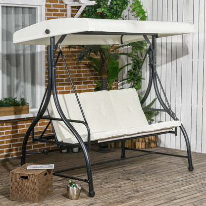 Convertible Patio Swing Bed with Canopy, 3 Seater, White Porch Swings with Canopy at Gallery Canada