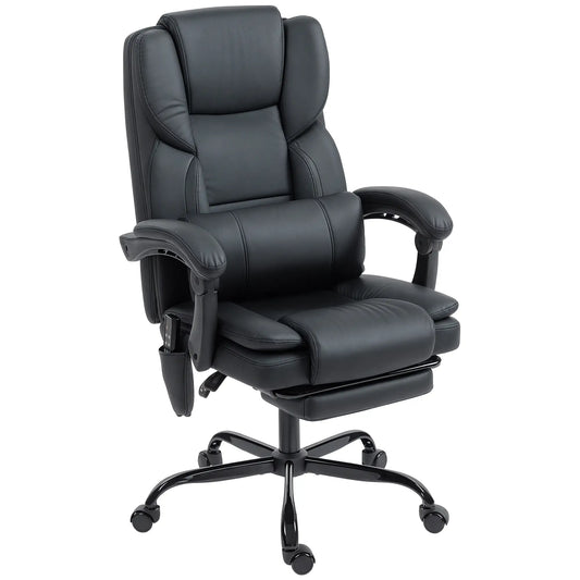Massage Office Chair, Faux Leather Reclining Desk Chair with Lumbar Support, Footrest, Black Massage Chairs Black at Gallery Canada