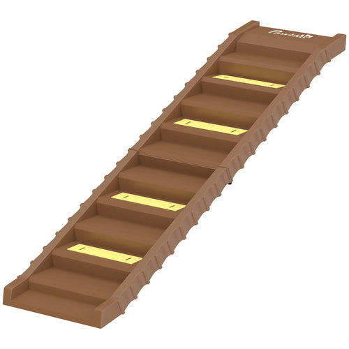 Foldable Dog Car Ramp, Anti-Slip Steps, Brown