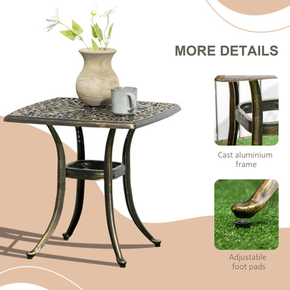 Aluminum Outdoor Side Table, 21" Square, Umbrella Hole, Bronze Patio Side Tables at Gallery Canada