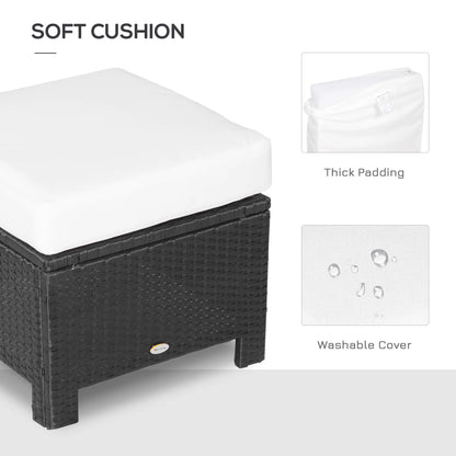 Patio Rattan Ottoman With Cushion, Outdoor Wicker Footrest, Metal Frame, White Patio Furniture Sets at Gallery Canada