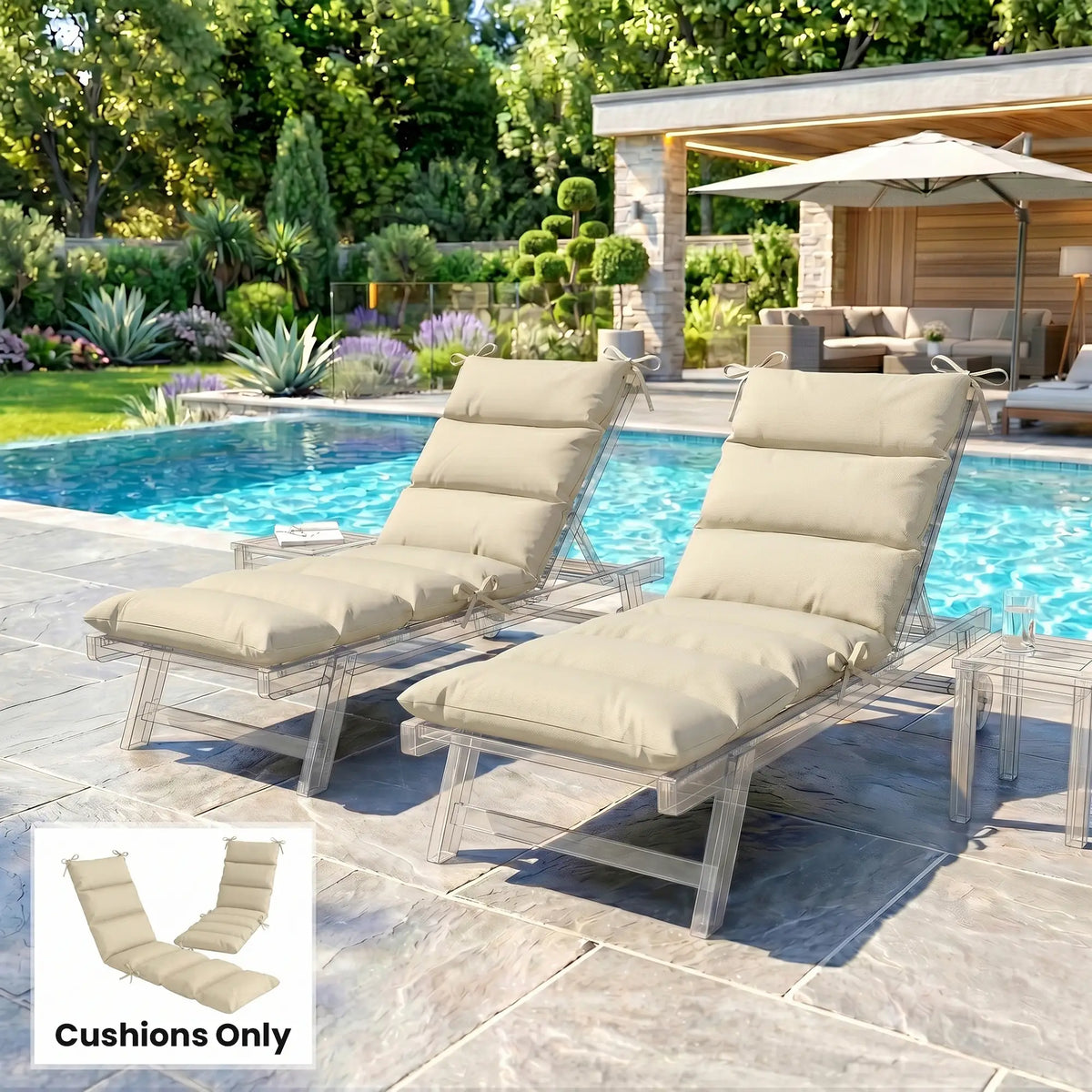 Outdoor Lounge Chair Cushion, Reversible, Zipper, Beige Patio Chair Cushions at Gallery Canada