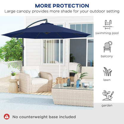 10' Deluxe Patio Umbrella, Banana Hanging Offset Sunshade, Navy Blue Offset Cantilever Umbrellas at Gallery Canada